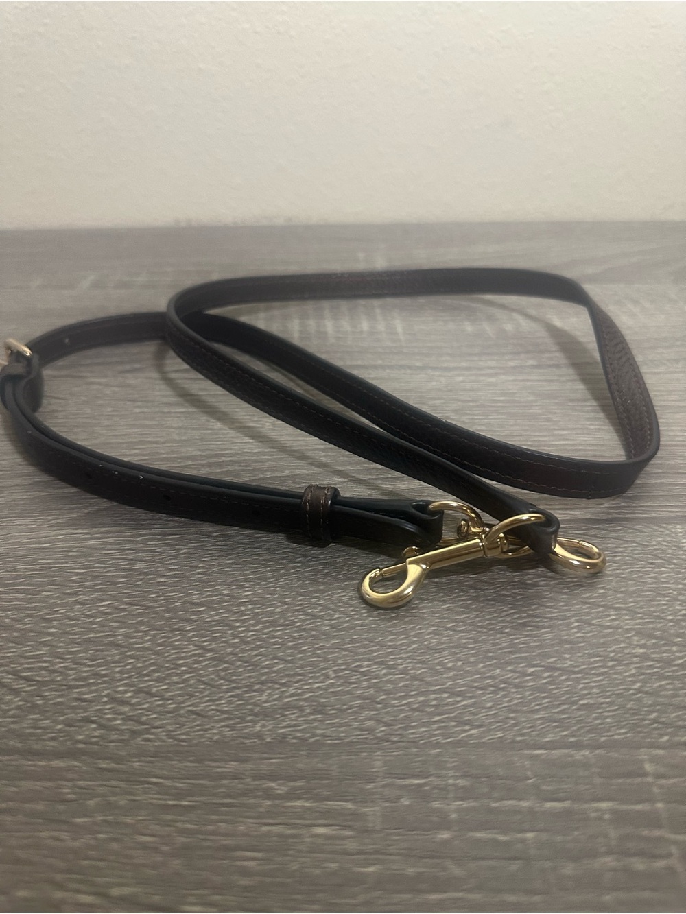 Coach Dark Brown Bag Strap With Gold Hardware -